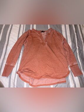 Jane and Delancey Rusty Orange Long-Sleeve Henley Top